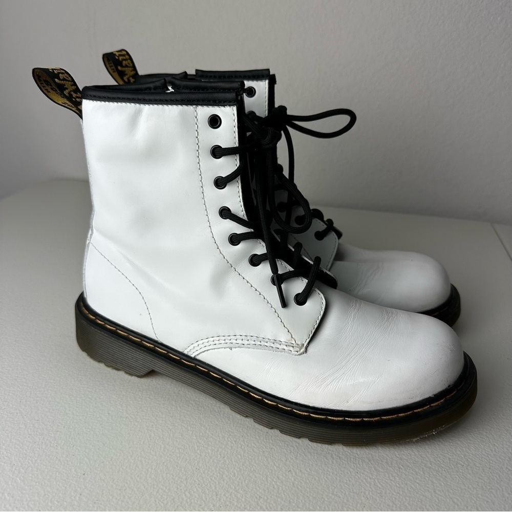 Dr. Martens White 1460 Leather Lace Up Side Zip Boots Size 7 Women’s 6 Men’s